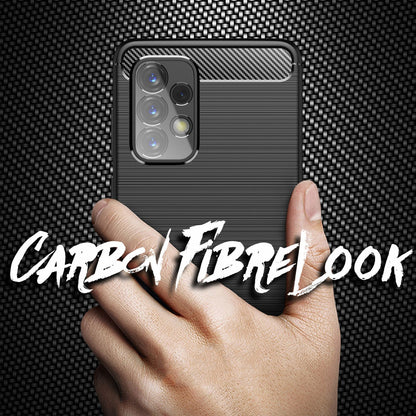 Für Samsung Galaxy A33 - Carbon Look Case Matte Silikon Handy Hülle Kratzfest