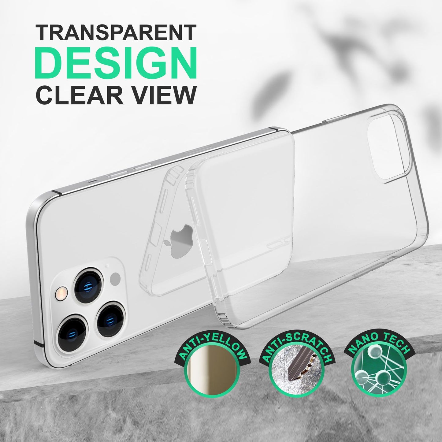 Hülle für iPhone 14 Pro - Klar Kratzfest Transparent Hard Case & Silikon Bumper