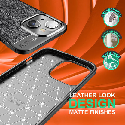 Hülle für iPhone 14 - Leder Look Cover Silikon Handyhülle Anti-Fingerprint Case