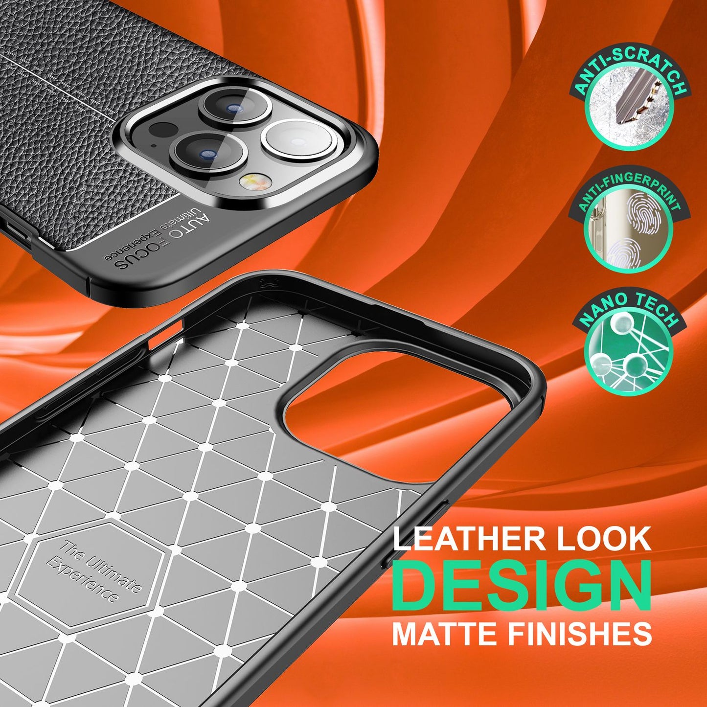 Hülle für iPhone 14 Pro - Leder Look Cover Silikon Handyhülle Anti-Fingerabdruck