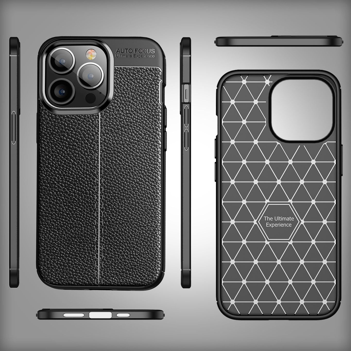 Hülle für iPhone 14 Pro Max - Leder Look Cover Silikon Handyhülle Schutz Case