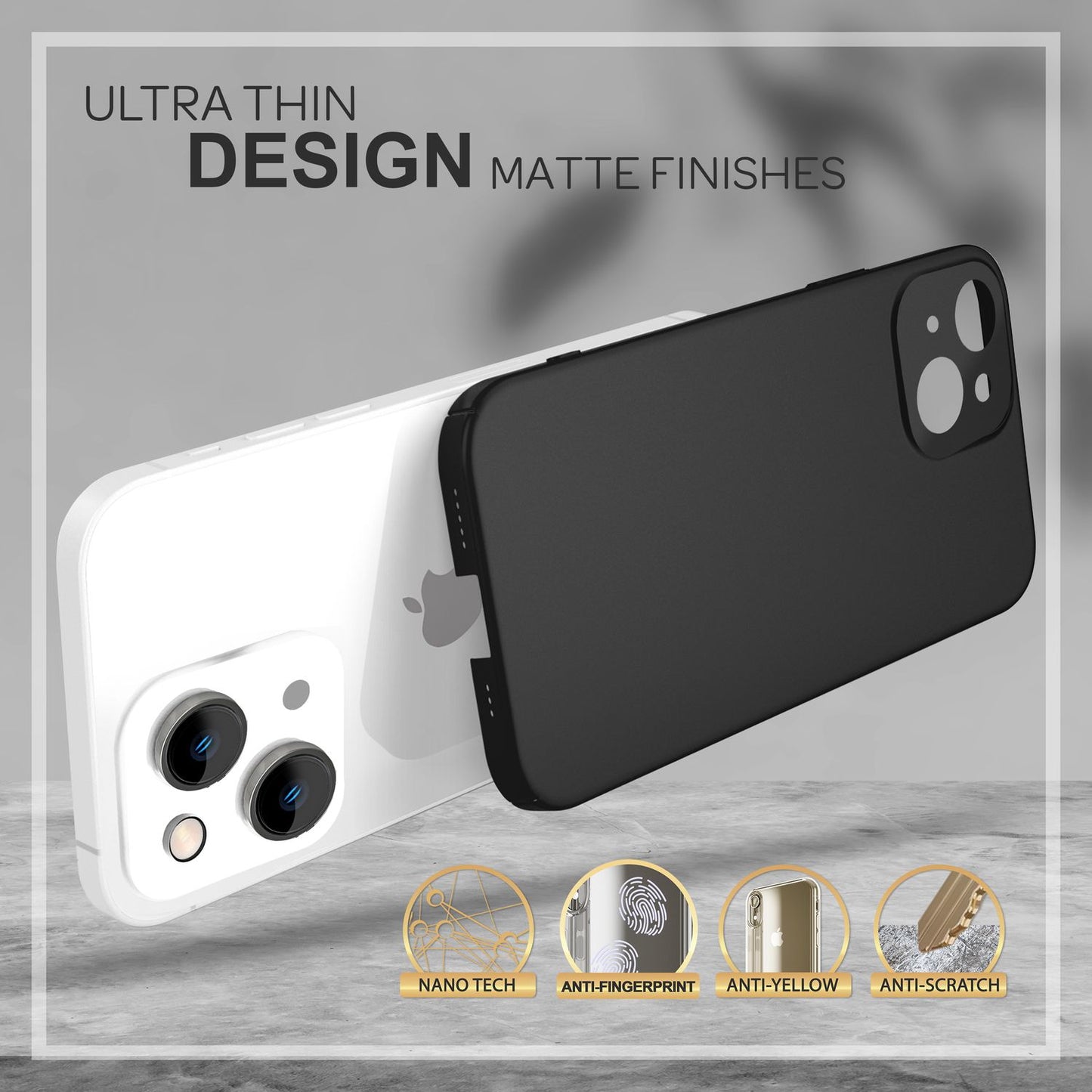 Dünnes Hardcase für iPhone 14, Schutz Hülle 0,5mm Slim Handy Cover Rutschfest