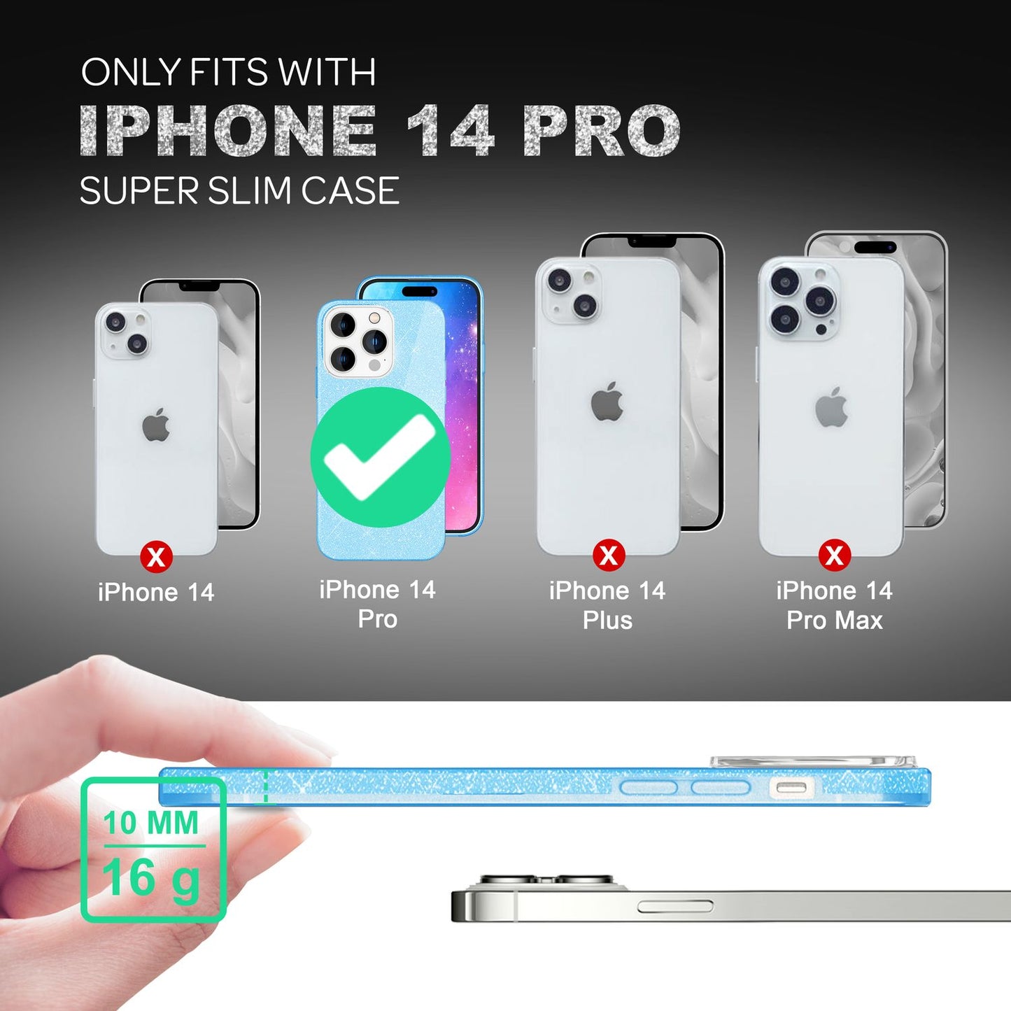 Hülle für iPhone 14 Pro - Glitzer Cover Bling Silikon Handyhülle Glitter Case