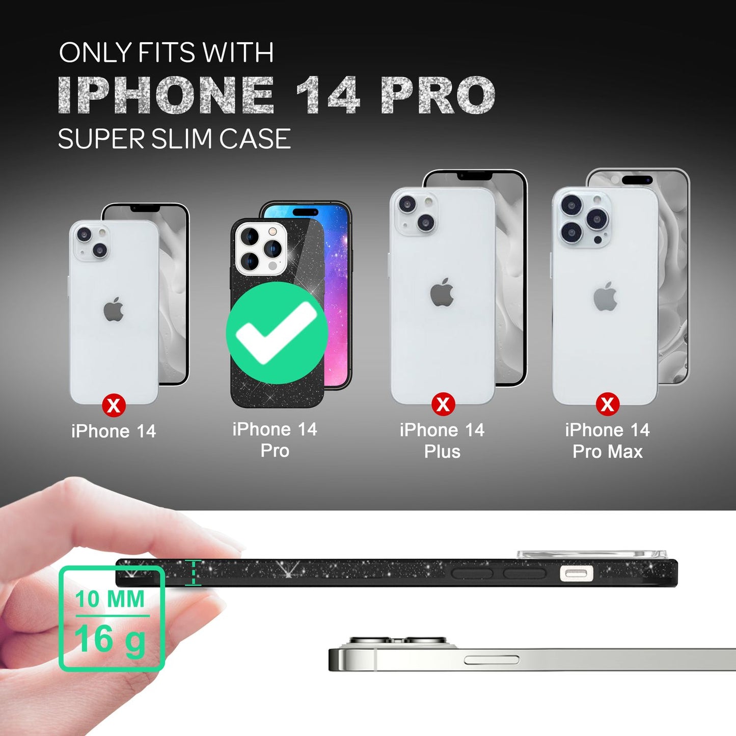 Hülle für iPhone 14 Pro - Glitzer Cover Bling Silikon Handyhülle Glitter Case
