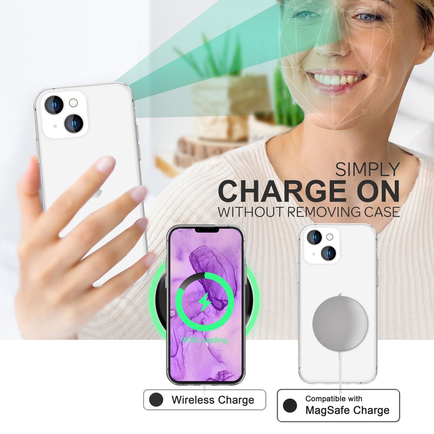 360° Hülle für iPhone 14 - Klar Transparent Full Cover Case Display Schutz Etui
