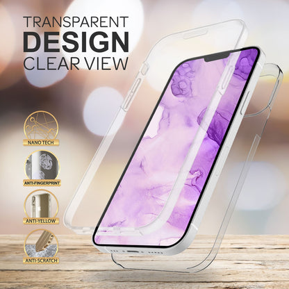 360° Hülle für iPhone 14 Plus - Klar Transparent Full Cover Case Display Schutz
