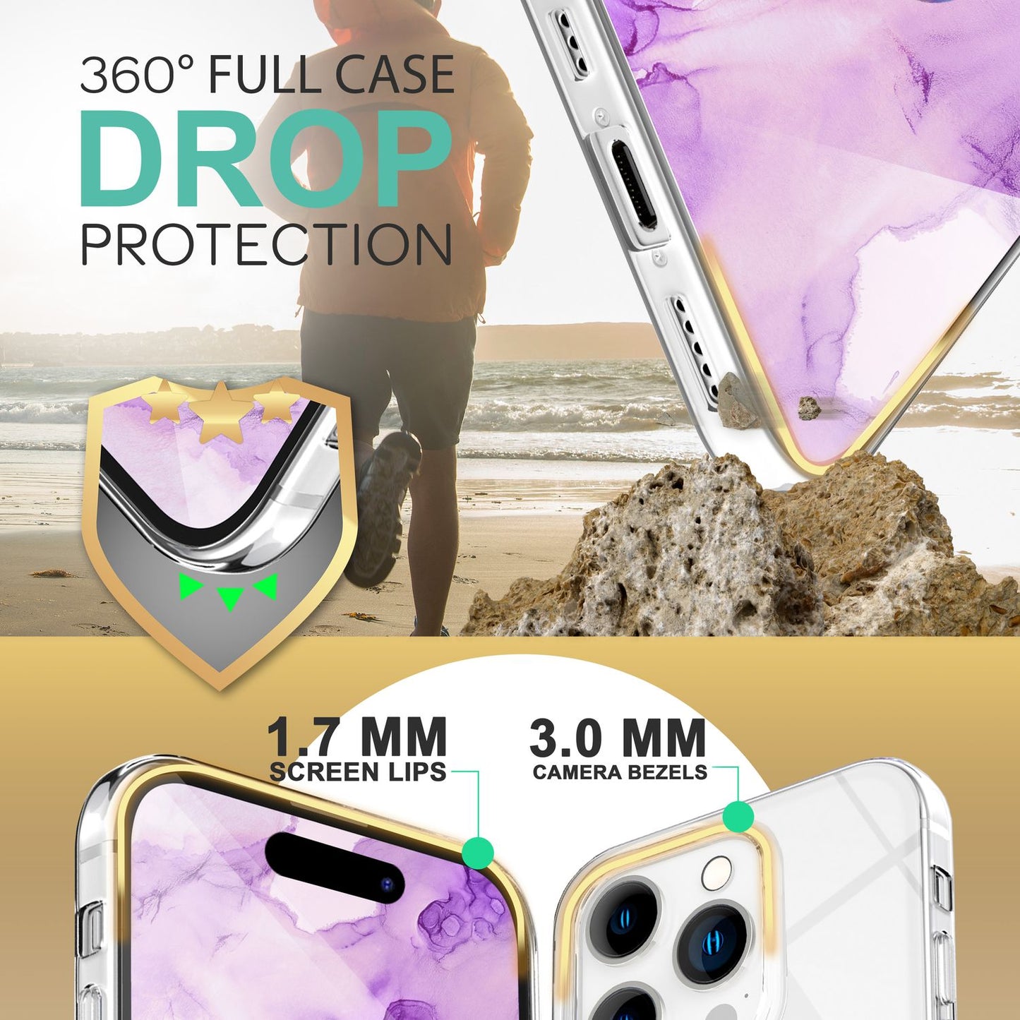 360° Hülle für iPhone 14 Pro - Klar Transparent Full Cover Case Display Schutz