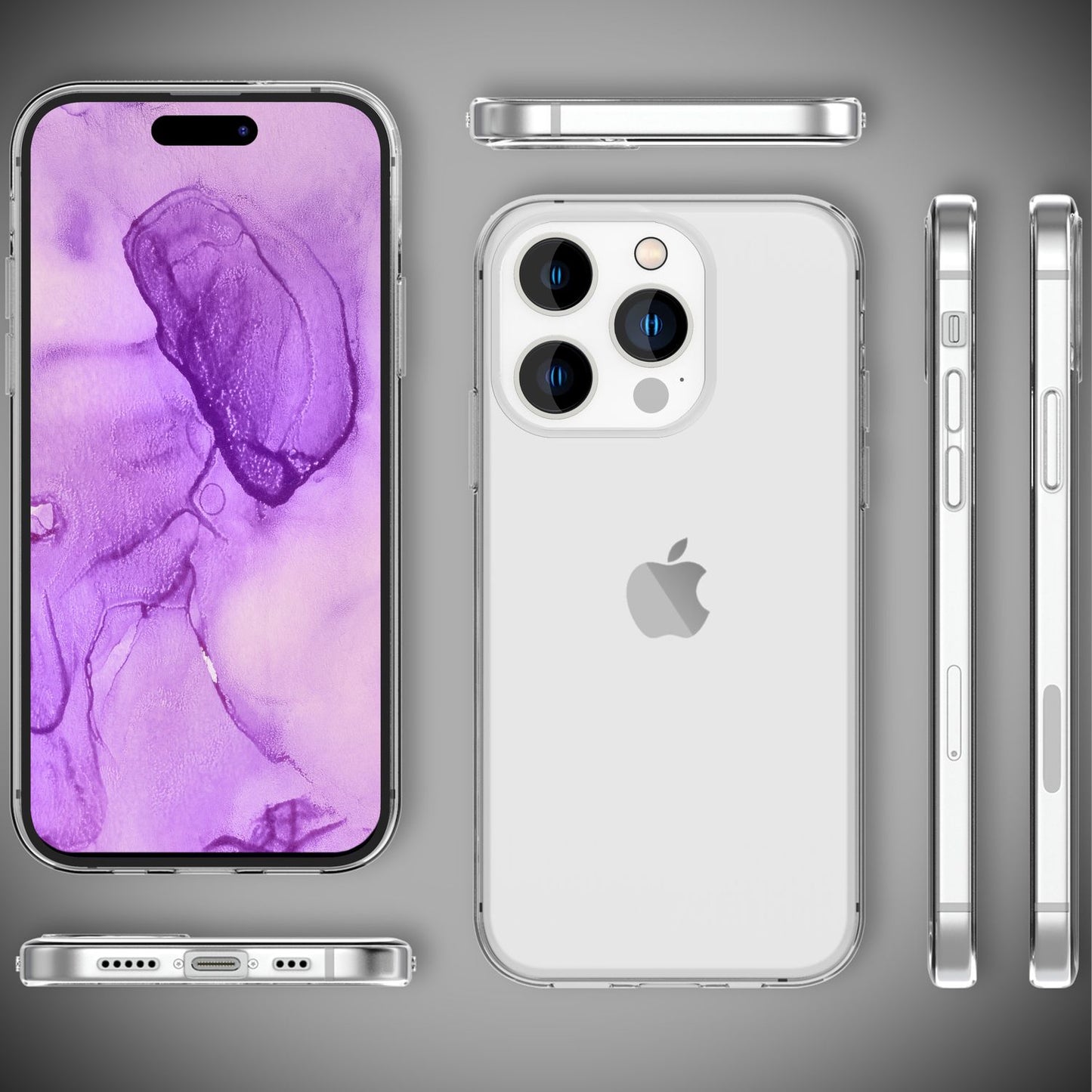 360° Hülle für iPhone 14 Pro - Klar Transparent Full Cover Case Display Schutz