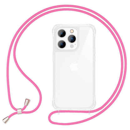 Hülle mit Kette für iPhone 14 Pro - Klare Handyhülle mit Schnur zum Umhängen