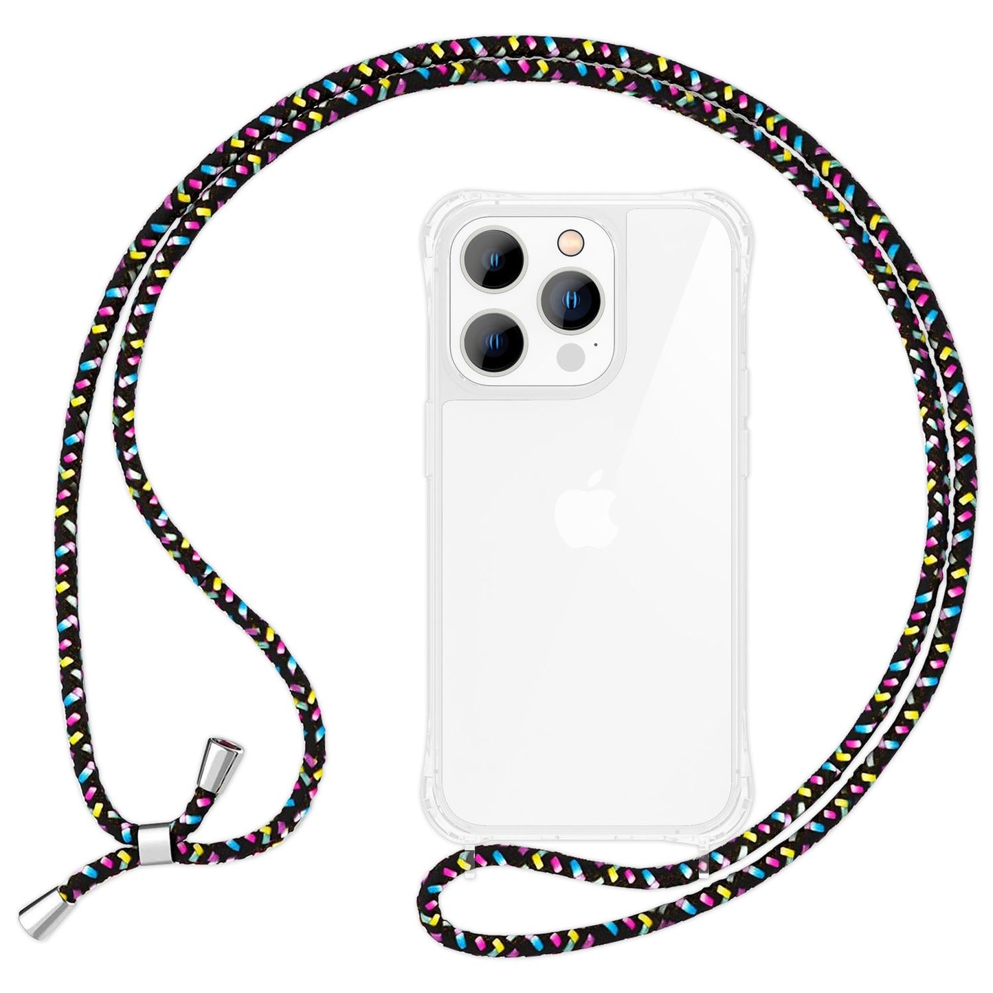 Hülle mit Kette für iPhone 14 Pro - Klare Handyhülle mit Schnur zum Umhängen