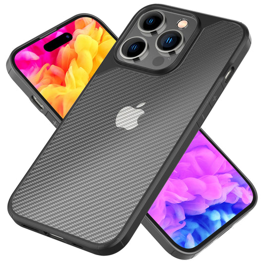 Hülle für iPhone 14 Pro - Carbon Look Case Halb-Transparent Matt Durchscheinend