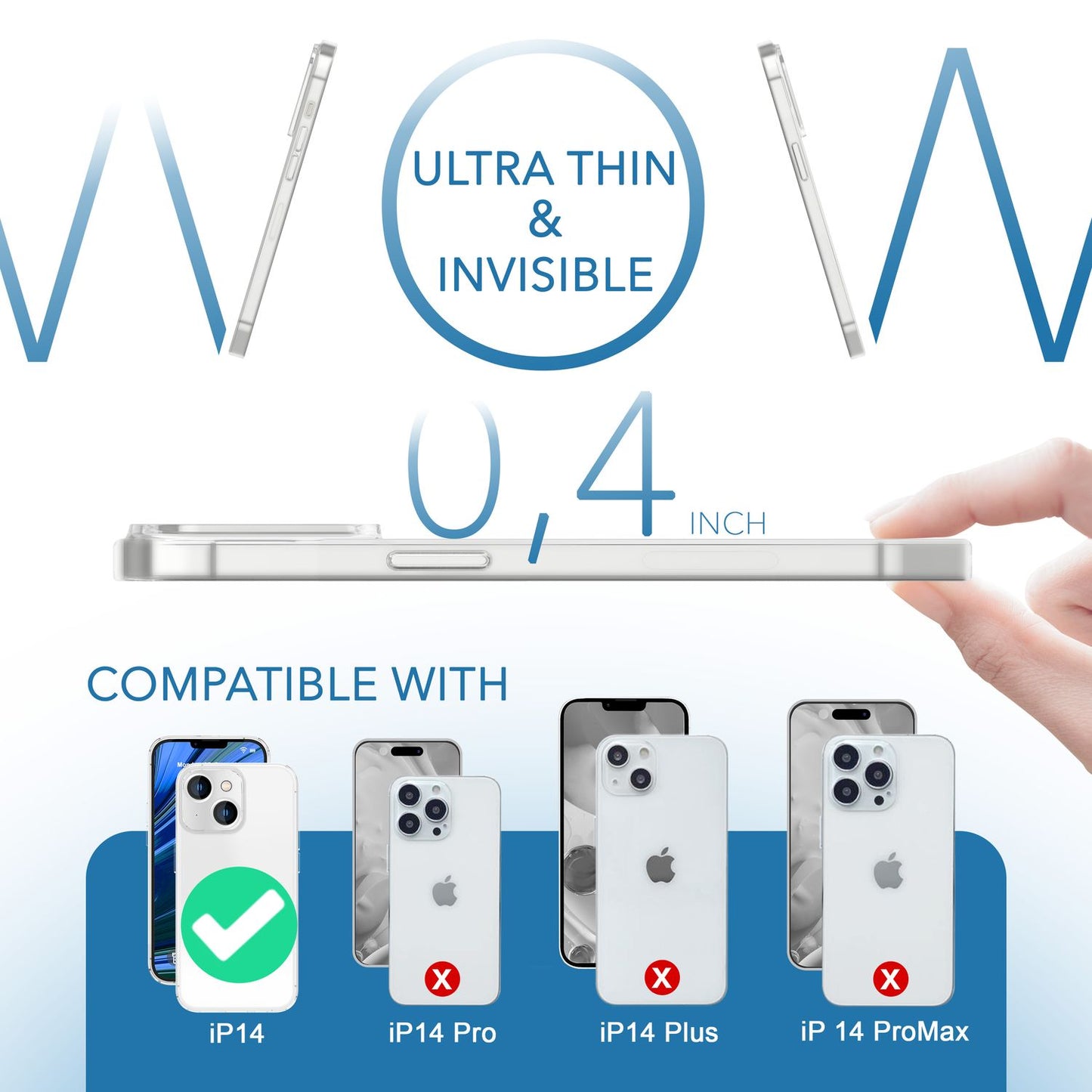 Ultra Dünne Hülle für iPhone 14, Slim 0,3mm Durchsichtig Schutz Cover Handyhülle