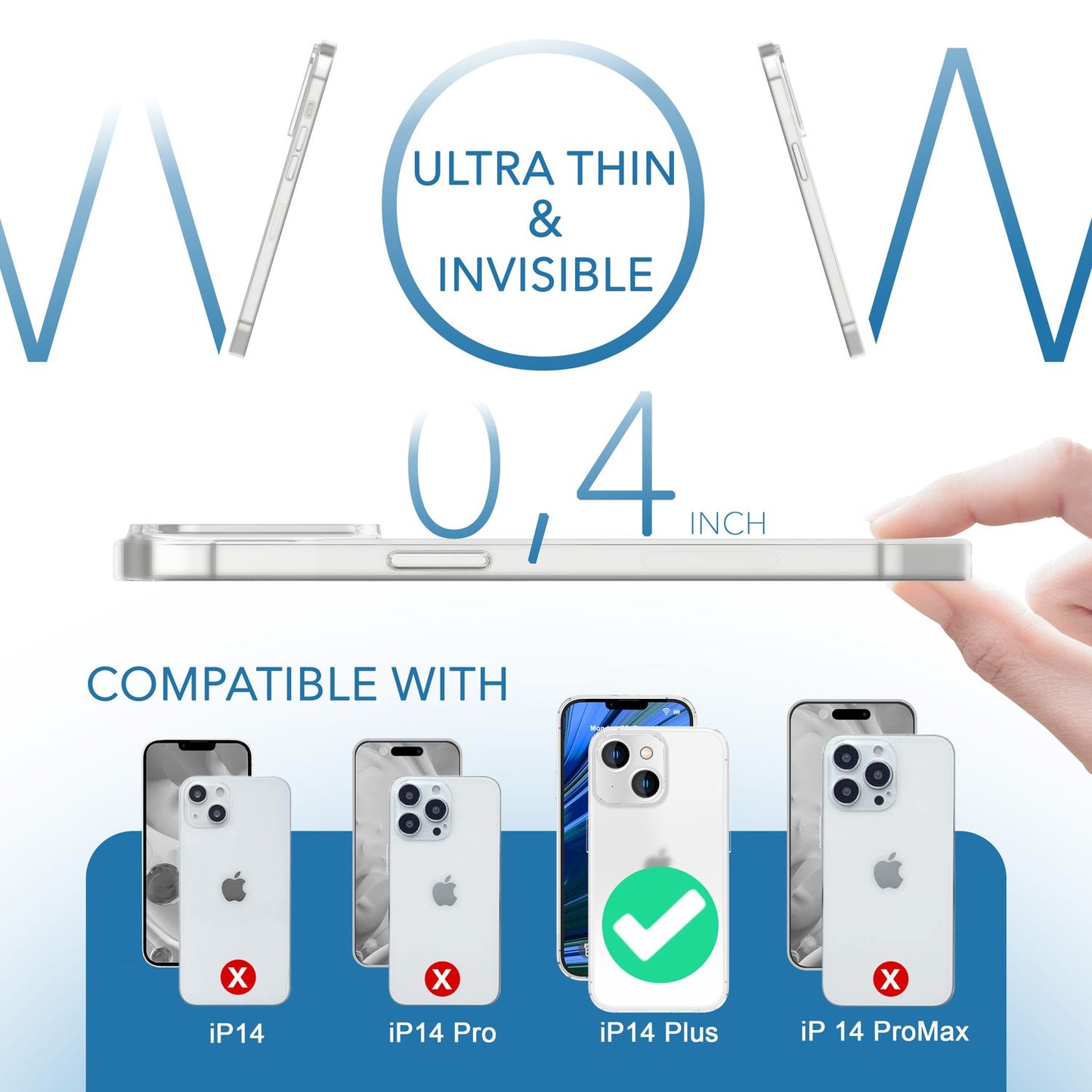 Ultra Dünne Hülle für iPhone 14 Plus, Slim 0,3mm Durchsichtig Schutz Handyhülle