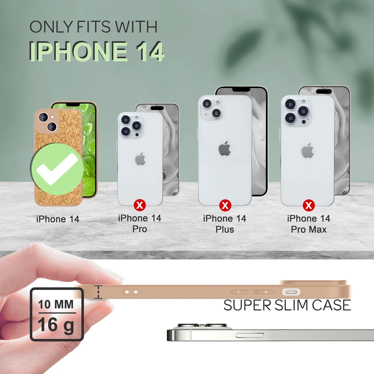 Hülle mit Natur Kork für iPhone 14, Schutzhülle TPU Handyhülle Cover Cork Case