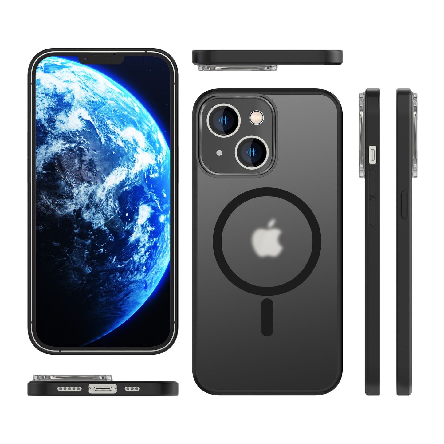 MagSafe Hülle mit 2x Schutz Glas für iPhone 14 Plus, Halb-Transparent Cover Case