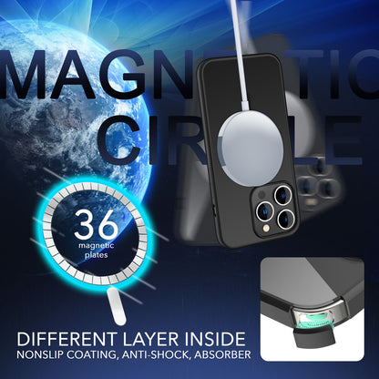 MagSafe Hülle mit 2x Schutz Glas für iPhone 14 Pro Max, Halb-Transparent Cover