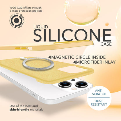 MagSafe Hülle mit 2x Schutz Glas für iPhone 14, Easy Clean Silikon Handy Cover
