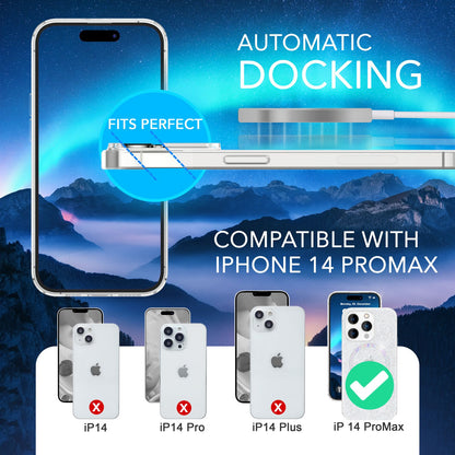 Glitzer-Hülle MagSafe und 2x Schutzglas für iPhone 14 Pro Max, Case Klar Folie