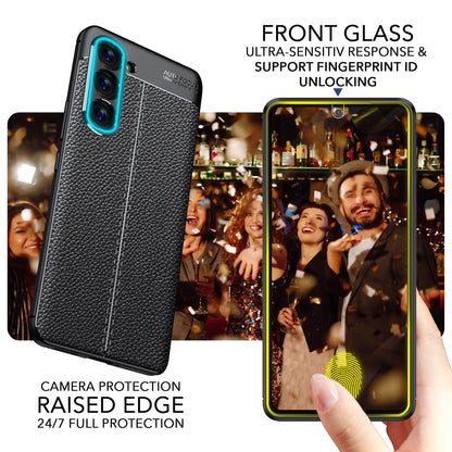 Leder Look Silikon Hülle für Samsung Galaxy S23, 2x Displayschutz Glas, Schwarz