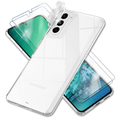 Klare Hülle für Samsung Galaxy S23, 2x Displayglas & Kameraschutz, Transparent