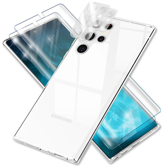 Klare Hülle für Samsung Galaxy S23 Ultra, 2x Display-/ Kameraschutz, Transparent