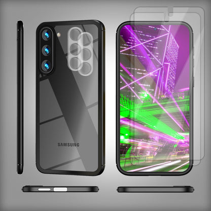 Klare Hybrid Hülle für Samsung Galaxy S23, 2x Displayglas/ Kameraschutz, Schwarz