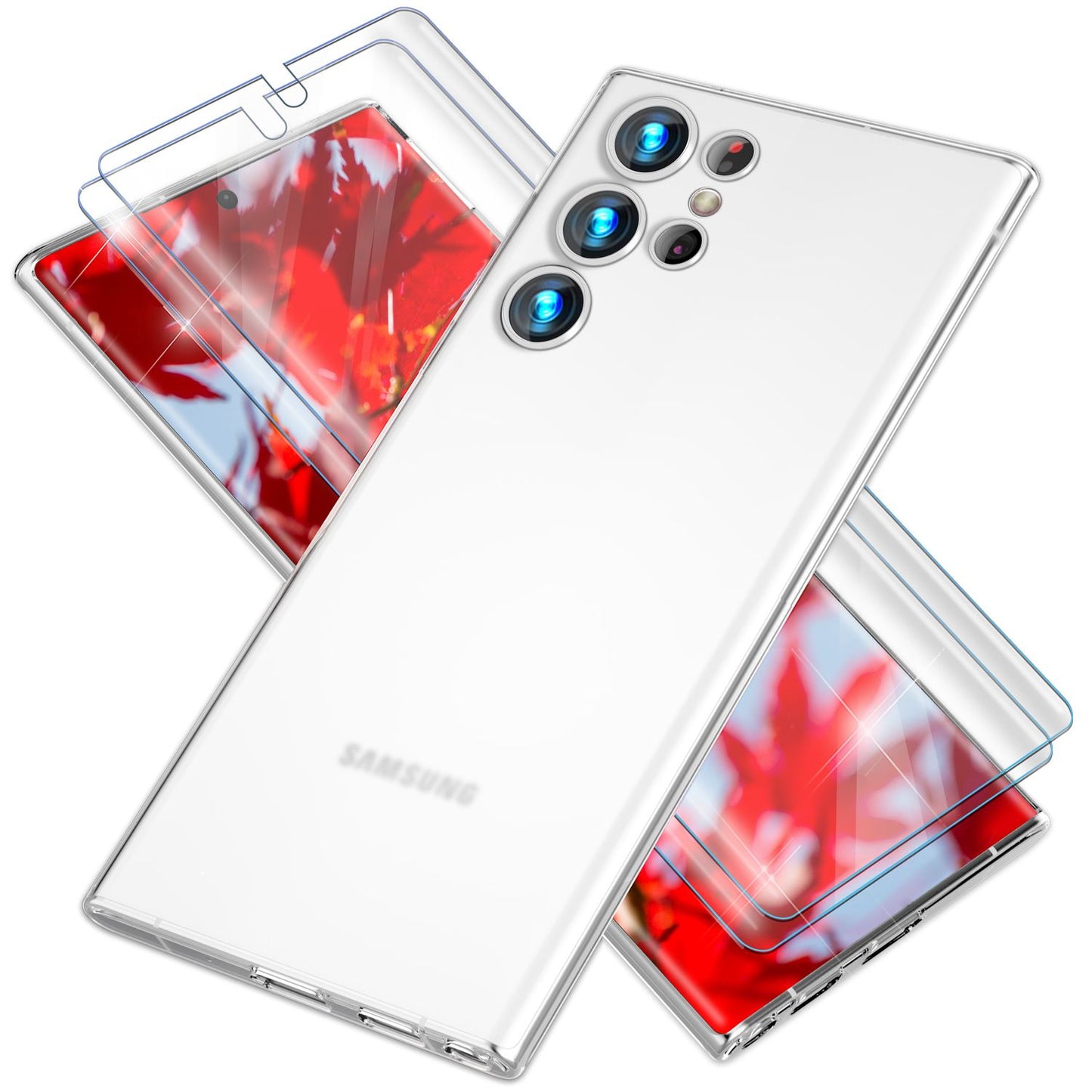 Handy Hülle 0,3mm Dünn für Samsung Galaxy S23 Ultra, 2x Displayschutz