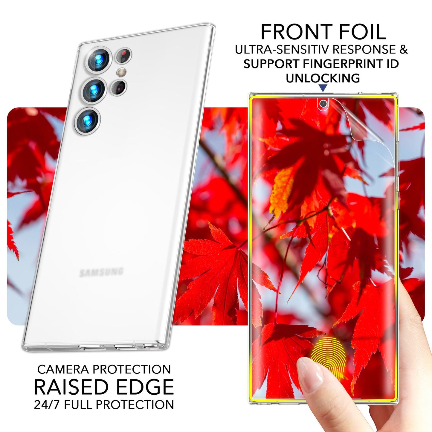 Handy Hülle 0,3mm Dünn für Samsung Galaxy S23 Ultra, 2x Displayschutz