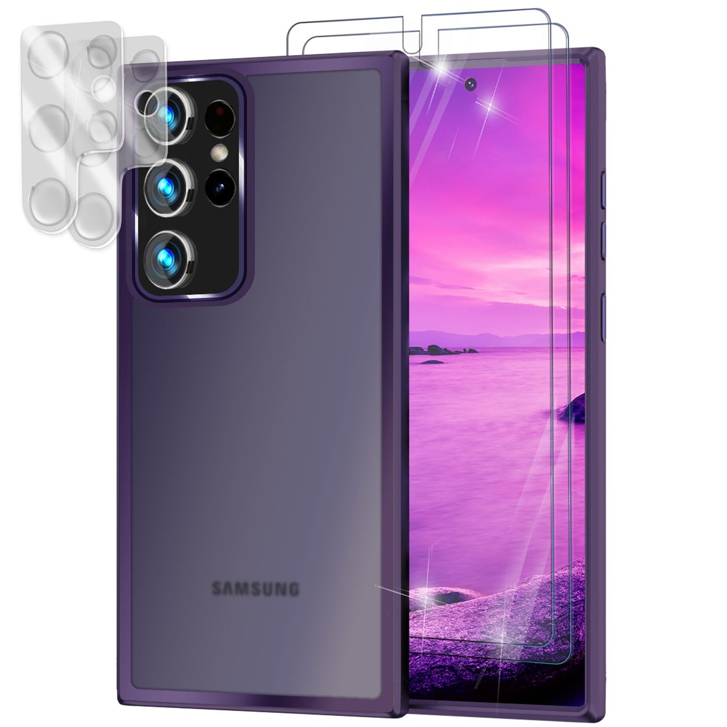 Hybrid Hülle für Samsung Galaxy S23 Ultra, 2x Display- & Kameraschutz