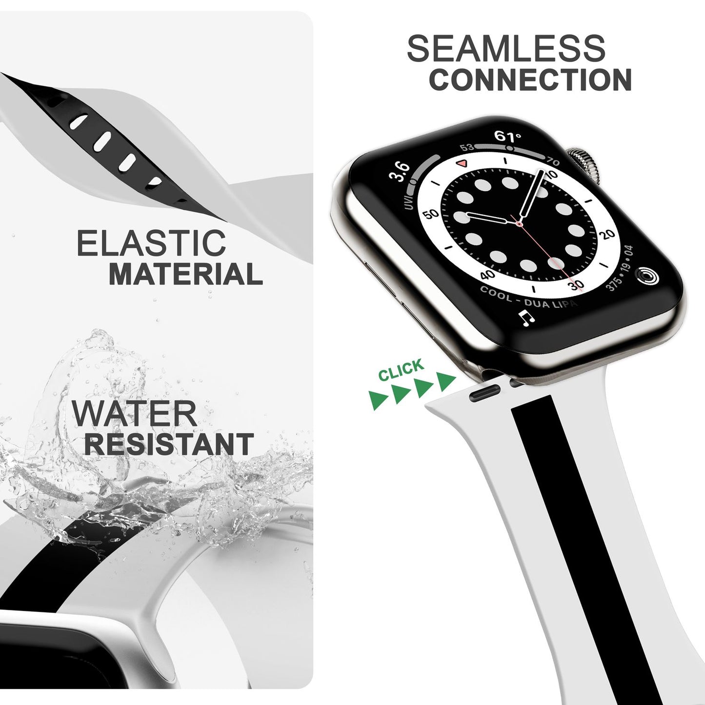 Gestreiftes Silikon Armband für Apple Watch SE/8/7/6/5/4/3/2/1, 38mm 40mm 41mm