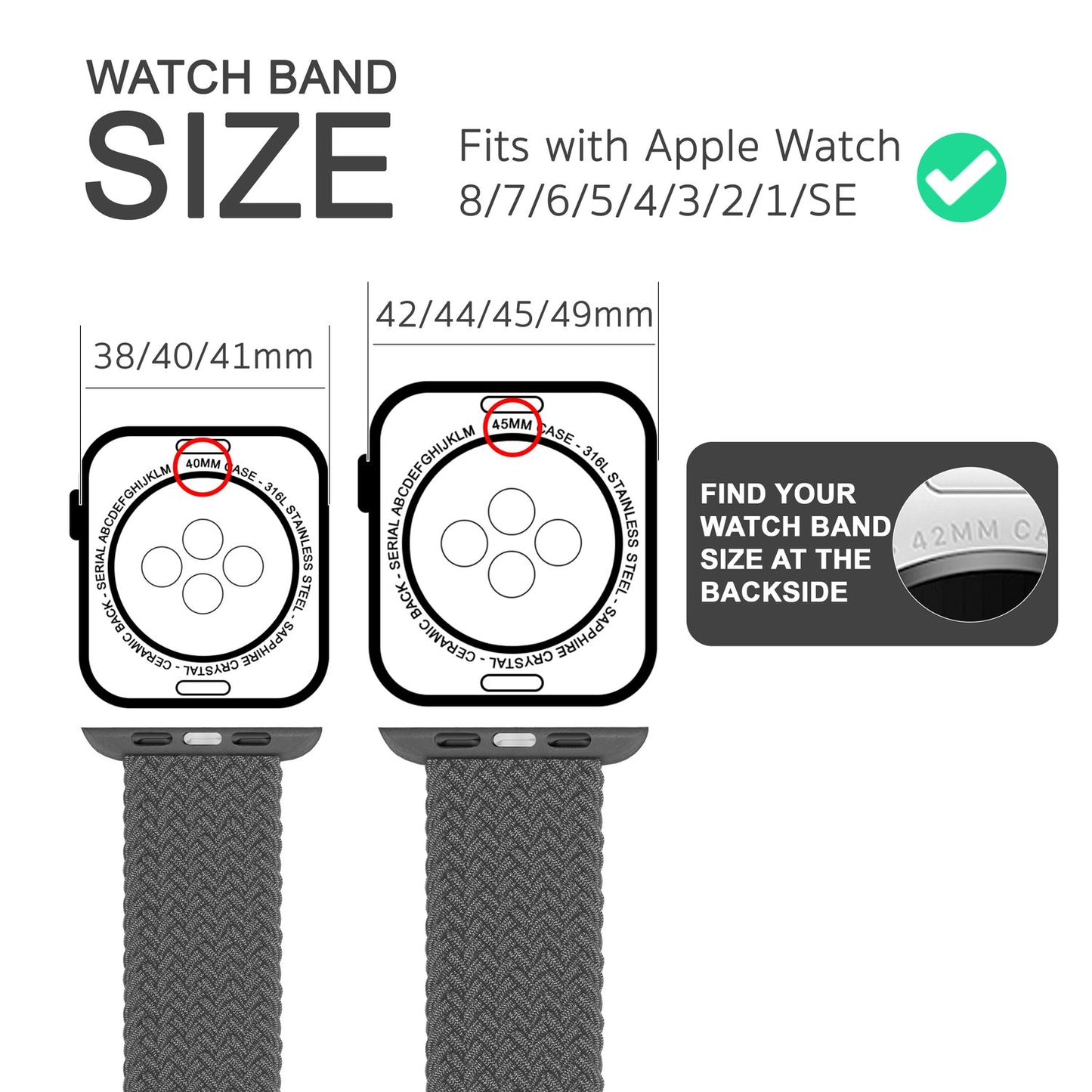 Armband für Apple Watch SE/8/7/6/5/4/3/2/1, 38/40/41mm Geflochten