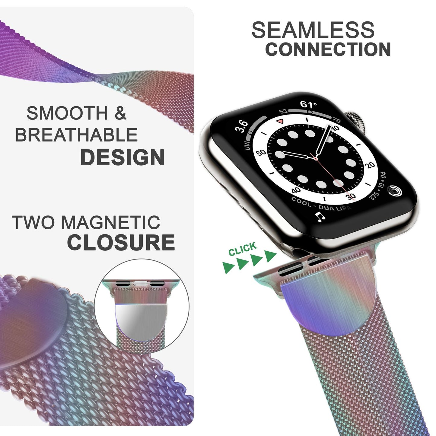 Milanaise Metall Armband für Apple Watch SE/8/7/6/5/4/3/2/1, 38/40/41mm