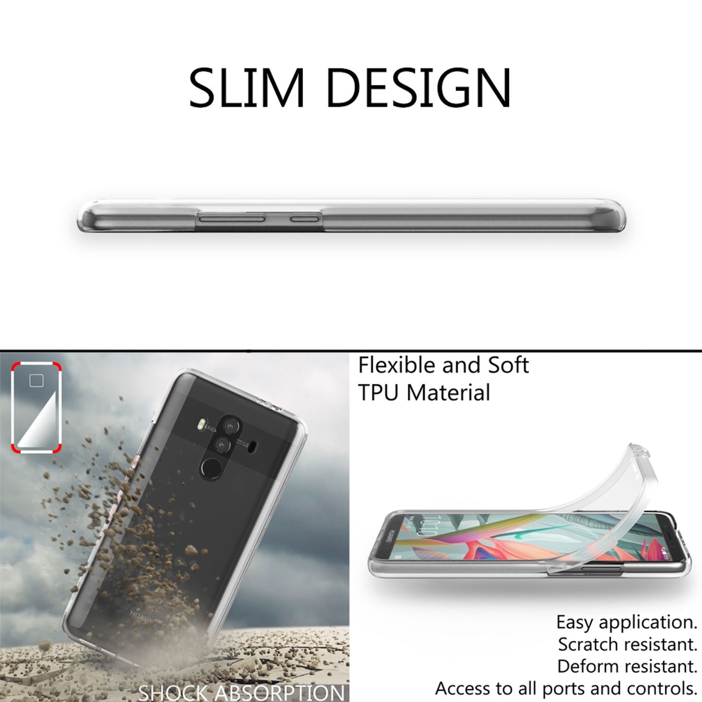 NALIA 360 Grad Handy Hülle für Huawei Mate 10 Pro, Full Cover Rundum Case Bumper