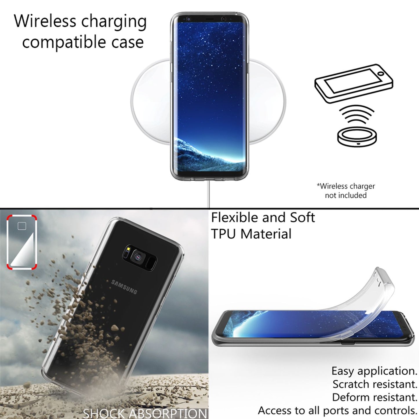 NALIA 360 Grad Handy Hülle für Samsung Galaxy S8, Full Cover Silikon Bumper Etui